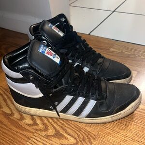 Adidas Men's Black and White High-Top Sneakers